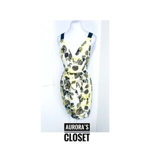 Mcguinn 2 Yellow Floral Dress Linen Bow Back Coquette V Neck Sleeveless $245